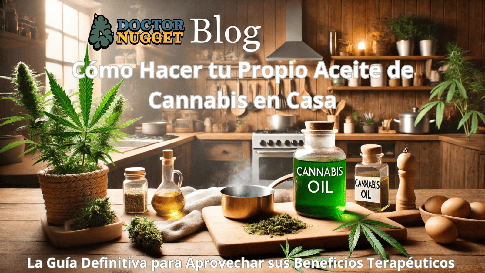 Ilustración de calma con hojas de cannabis y símbolos de cepas.