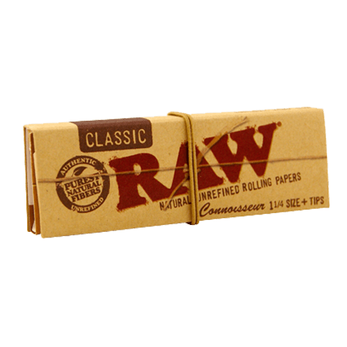 Raw Classic Connoisseur Tamaño 1 1/4 Papel de liar con filtros Raw Classic Connoisseur Tamaño 1 1/4 Papel de liar con filtros