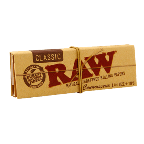 Raw Classic Connoisseur Tamaño 1 1/4 Papel de liar con filtros