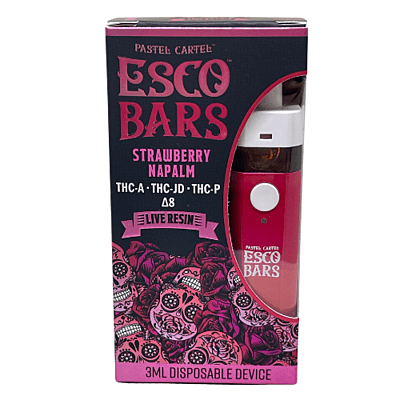 Esco Bars Live Resin vape desechable Delta 8, THC-A, THC-B, THC-P Strawberry Napalm