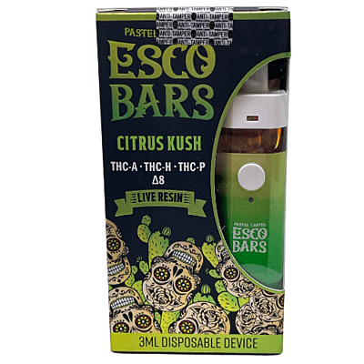 Esco Bars Live Resin vape desechable Delta 8, THC-A, THC-B, THC-P Citrus Kush