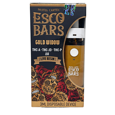 Esco Bars Live Resin vape desechable Delta 8, THC-A, THC-B, THC-P Gold Widow