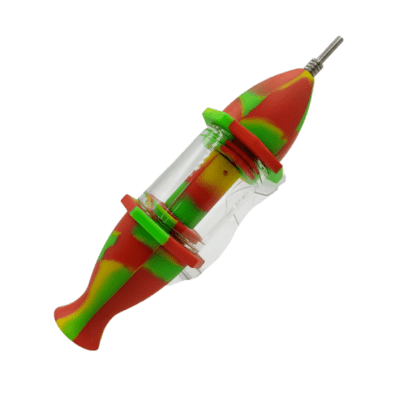 Silicone Glass Concentrate Smoking Pipe with Titanium Nail DABs Honey Straw Oil Rigs