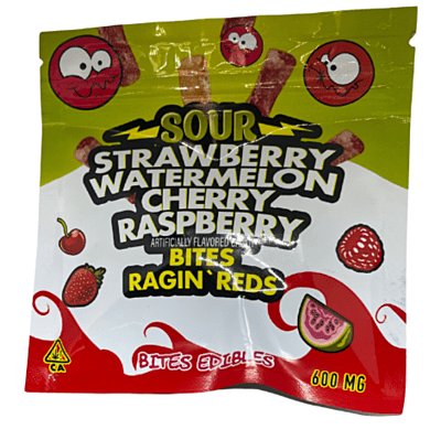 Sour Bites Ragin Reds Strawberry Watermelon Cherry Raspberry-600 mg